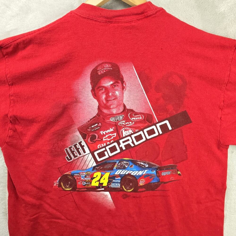 Vintage Jeff Gordon Winners Circle Mens Shirt Red Double Sided NASCAR Racing #24